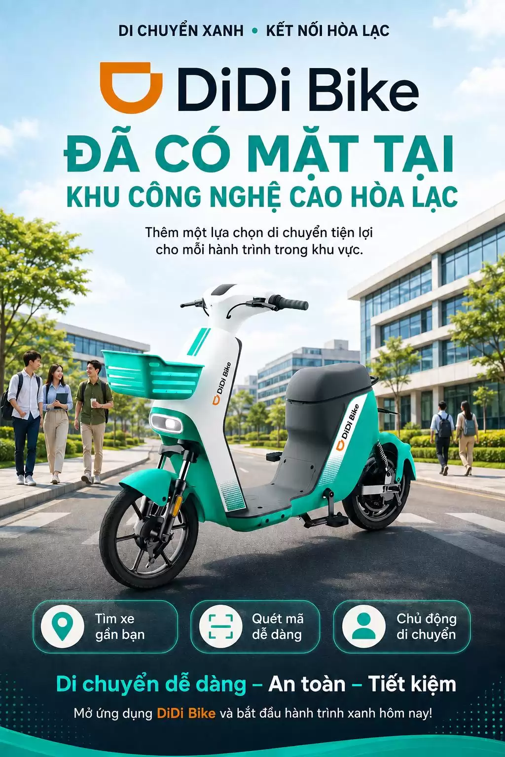 Xe đạp điện công cộng chính thức được triển khai tại Khu Công nghệ cao Hòa Lạc